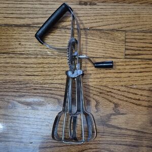 Vintage Handheld Egg Beater with Black Handle